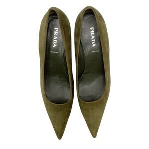 Prada Kitten Heels Women’s Size 11 Suede Leather in Olive Green